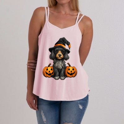 Merchweaver Cute Dog Lovers Halloween Pumpkin Gift Women's Strappy Tank