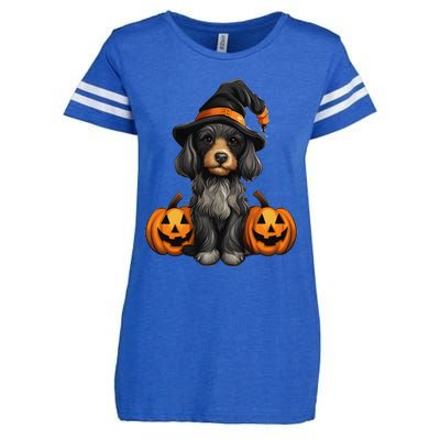 Merchweaver Cute Dog Lovers Halloween Pumpkin Gift Enza Ladies Jersey Football T-Shirt