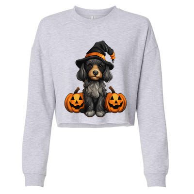 Merchweaver Cute Dog Lovers Halloween Pumpkin Gift Cropped Pullover Crew