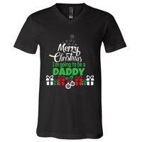 Merry Christmas Expecting Dad Pregnant Wife V-Neck T-Shirt