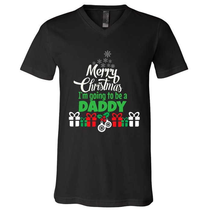 Merry Christmas Expecting Dad Pregnant Wife V-Neck T-Shirt