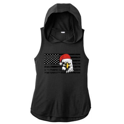 Merry Christmas Eagle Usa Flag Costume Santa Hat Xmas Hat Ladies PosiCharge Tri-Blend Wicking Draft Hoodie Tank