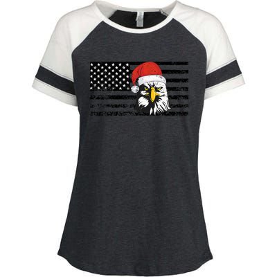 Merry Christmas Eagle Usa Flag Costume Santa Hat Xmas Hat Enza Ladies Jersey Colorblock Tee