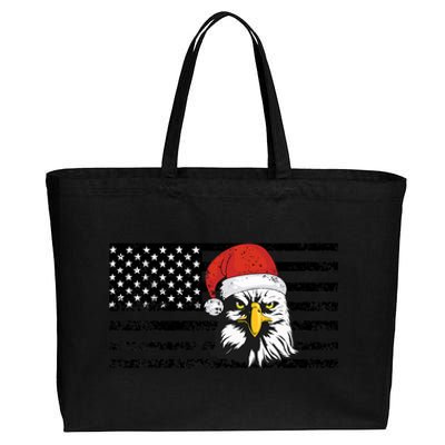 Merry Christmas Eagle Usa Flag Costume Santa Hat Xmas Hat Cotton Canvas Jumbo Tote