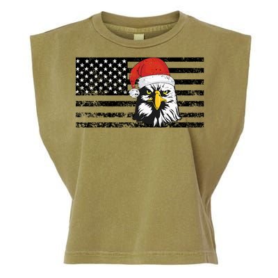 Merry Christmas Eagle Usa Flag Costume Santa Hat Xmas Hat Garment-Dyed Women's Muscle Tee