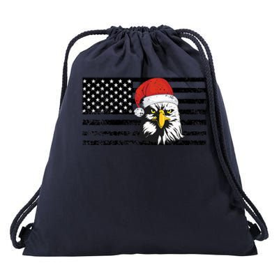 Merry Christmas Eagle Usa Flag Costume Santa Hat Xmas Hat Drawstring Bag