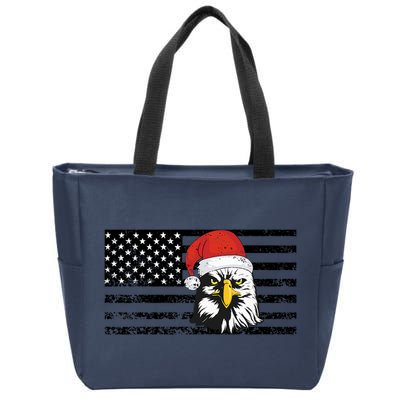 Merry Christmas Eagle Usa Flag Costume Santa Hat Xmas Hat Zip Tote Bag