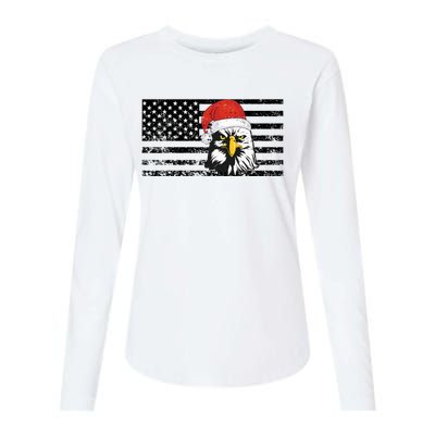 Merry Christmas Eagle Usa Flag Costume Santa Hat Xmas Hat Womens Cotton Relaxed Long Sleeve T-Shirt