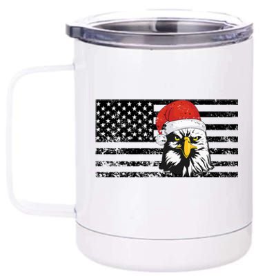 Merry Christmas Eagle Usa Flag Costume Santa Hat Xmas Hat 12 oz Stainless Steel Tumbler Cup