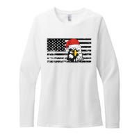 Merry Christmas Eagle Usa Flag Costume Santa Hat Xmas Hat Womens CVC Long Sleeve Shirt