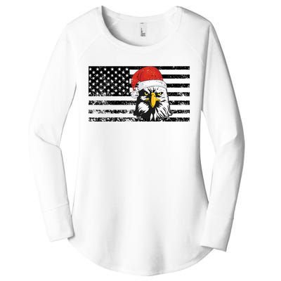 Merry Christmas Eagle Usa Flag Costume Santa Hat Xmas Hat Women's Perfect Tri Tunic Long Sleeve Shirt