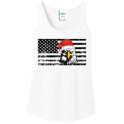 Merry Christmas Eagle Usa Flag Costume Santa Hat Xmas Hat Ladies Essential Tank