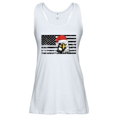 Merry Christmas Eagle Usa Flag Costume Santa Hat Xmas Hat Ladies Essential Flowy Tank