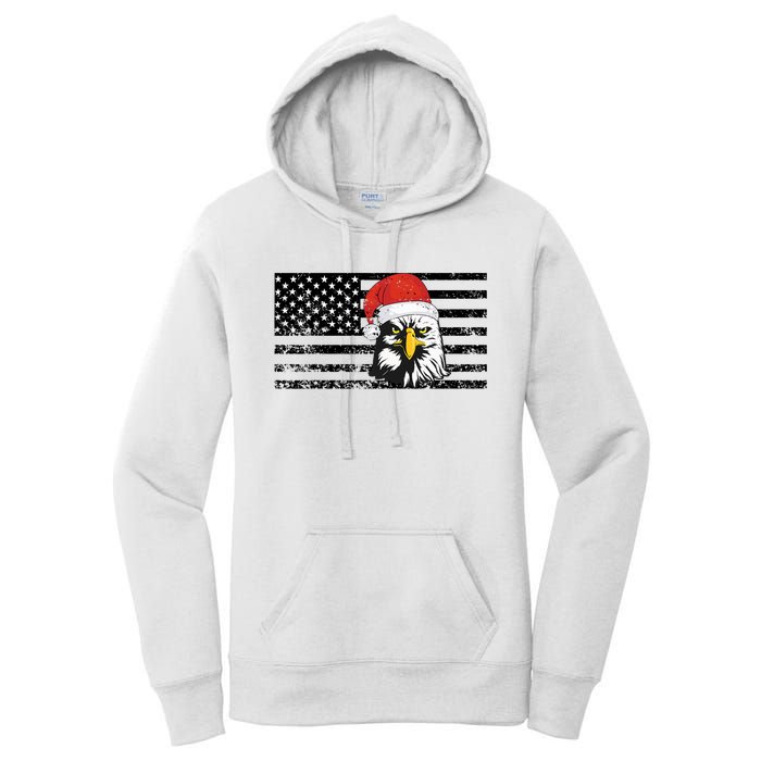 Merry Christmas Eagle Usa Flag Costume Santa Hat Xmas Hat Women's Pullover Hoodie