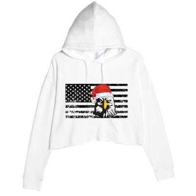 Merry Christmas Eagle Usa Flag Costume Santa Hat Xmas Hat Crop Fleece Hoodie