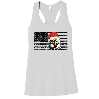 Merry Christmas Eagle Usa Flag Costume Santa Hat Xmas Hat Women's Racerback Tank