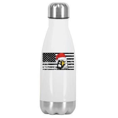 Merry Christmas Eagle Usa Flag Costume Santa Hat Xmas Hat Stainless Steel Insulated Water Bottle