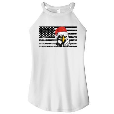 Merry Christmas Eagle Usa Flag Costume Santa Hat Xmas Hat Women's Perfect Tri Rocker Tank