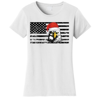 Merry Christmas Eagle Usa Flag Costume Santa Hat Xmas Hat Women's T-Shirt