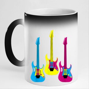 Multicolor CMYK Electric Guitar With Handle 11oz Black Color Changing Mug