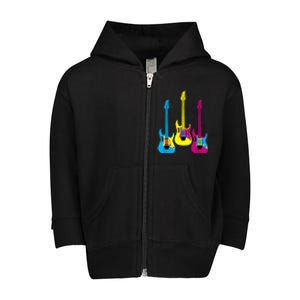 Multicolor CMYK Electric Guitar With Handle Toddler Zip Fleece Hoodie