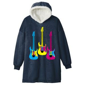 Multicolor CMYK Electric Guitar With Handle Hooded Wearable Blanket