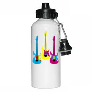 Multicolor CMYK Electric Guitar With Handle Aluminum Water Bottle