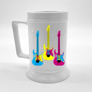 Multicolor CMYK Electric Guitar With Handle Beer Stein