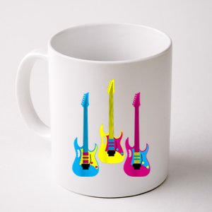 Multicolor CMYK Electric Guitar With Handle Coffee Mug