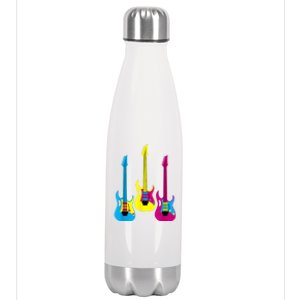 Multicolor CMYK Electric Guitar With Handle Stainless Steel Insulated Water Bottle