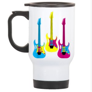 Multicolor CMYK Electric Guitar With Handle Stainless Steel Travel Mug