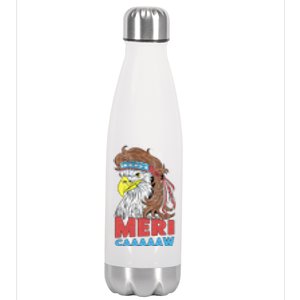 Meri Caaaaaw Eagle Mullet 4th Of July USA American Flag Stainless Steel Insulated Water Bottle