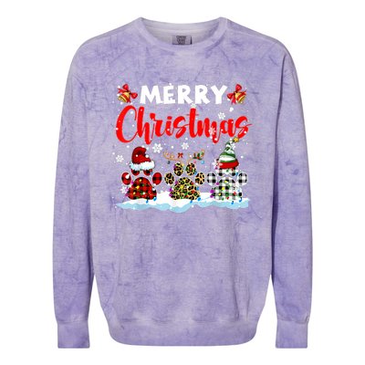 Merry Christmas Elf Reindeer Santa Plaid Leopard Dog Paws Colorblast Crewneck Sweatshirt