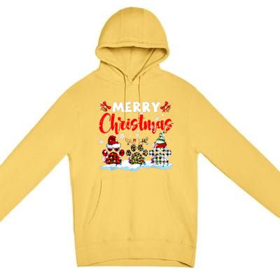 Merry Christmas Elf Reindeer Santa Plaid Leopard Dog Paws Premium Pullover Hoodie