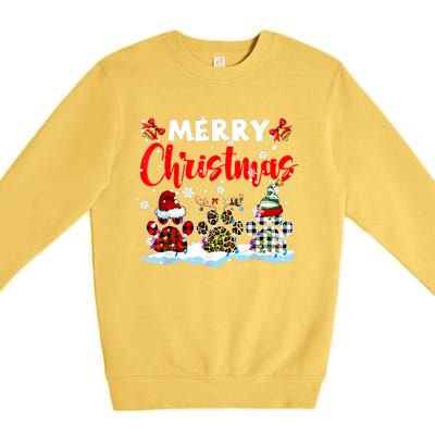 Merry Christmas Elf Reindeer Santa Plaid Leopard Dog Paws Premium Crewneck Sweatshirt