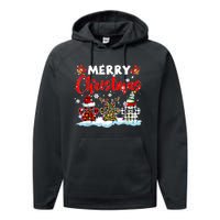 Merry Christmas Elf Reindeer Santa Plaid Leopard Dog Paws Performance Fleece Hoodie