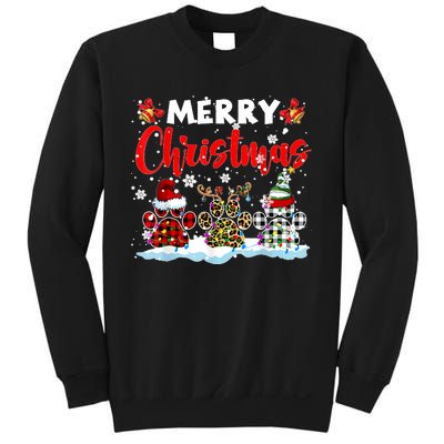 Merry Christmas Elf Reindeer Santa Plaid Leopard Dog Paws Sweatshirt