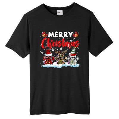 Merry Christmas Elf Reindeer Santa Plaid Leopard Dog Paws Tall Fusion ChromaSoft Performance T-Shirt