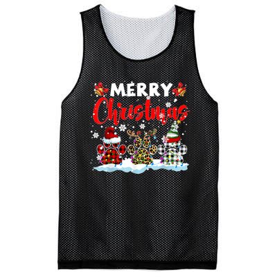 Merry Christmas Elf Reindeer Santa Plaid Leopard Dog Paws Mesh Reversible Basketball Jersey Tank