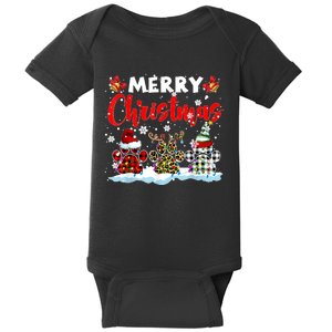 Merry Christmas Elf Reindeer Santa Plaid Leopard Dog Paws Baby Bodysuit