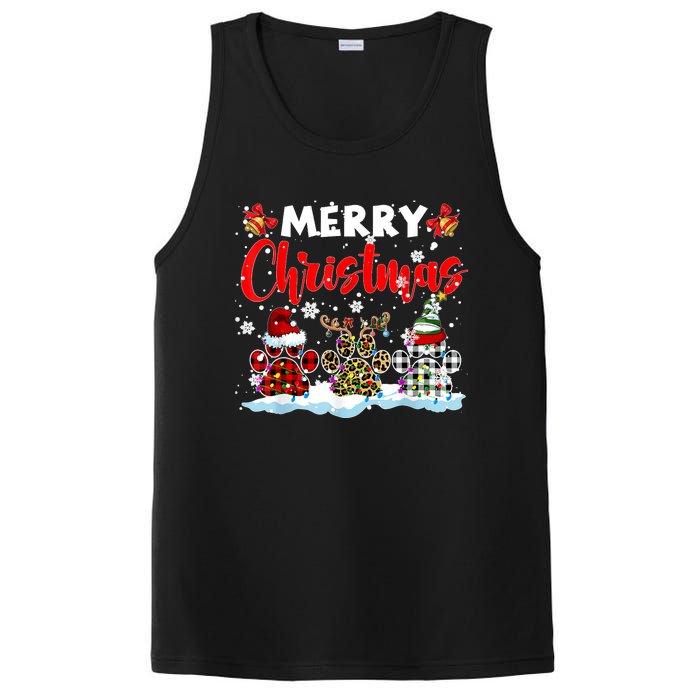 Merry Christmas Elf Reindeer Santa Plaid Leopard Dog Paws PosiCharge Competitor Tank