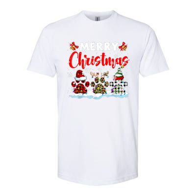 Merry Christmas Elf Reindeer Santa Plaid Leopard Dog Paws Softstyle CVC T-Shirt