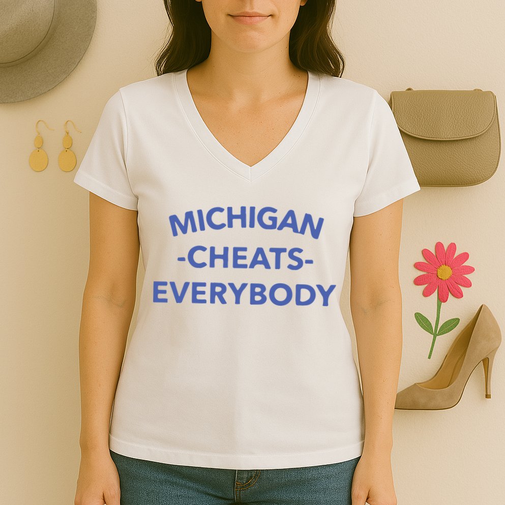 Michigan Cheats Everybody Women's V-Neck T-Shirt