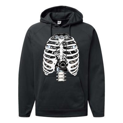 Mechanic Car Engineer Skeleton Mechanics Performance Fleece Hoodie