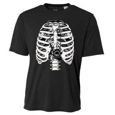 Mechanic Car Engineer Skeleton Mechanics Cooling Performance Crew T-Shirt