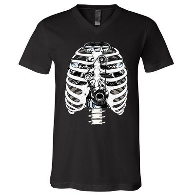 Mechanic Car Engineer Skeleton Mechanics V-Neck T-Shirt