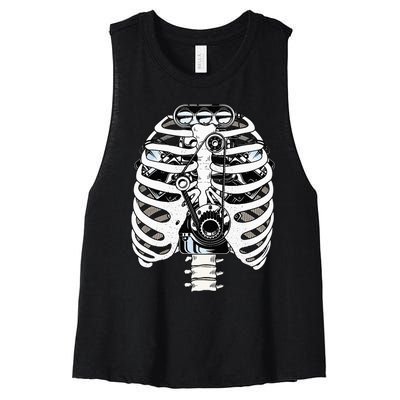 Mechanic Car Engineer Skeleton Mechanics Women's Racerback Cropped Tank