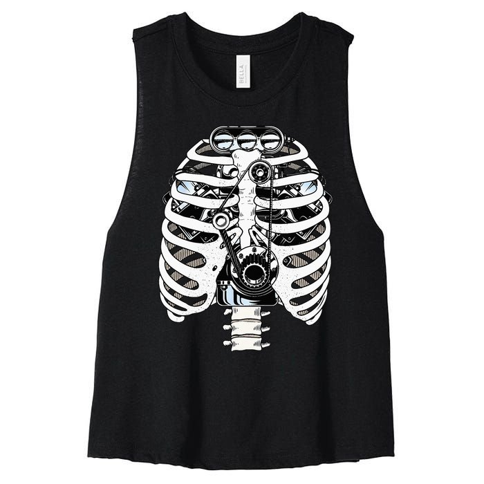 Mechanic Car Engineer Skeleton Mechanics Women's Racerback Cropped Tank