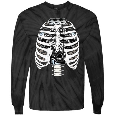 Mechanic Car Engineer Skeleton Mechanics Tie-Dye Long Sleeve Shirt