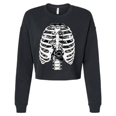 Mechanic Car Engineer Skeleton Mechanics Cropped Pullover Crew